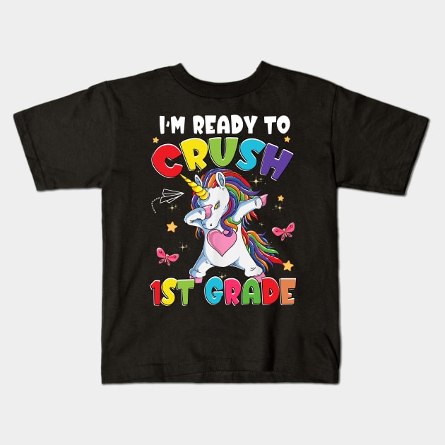 Unicorn I'm Ready To Crush 1st Grade Girls Back To School Kids T-Shirt by Sky at night